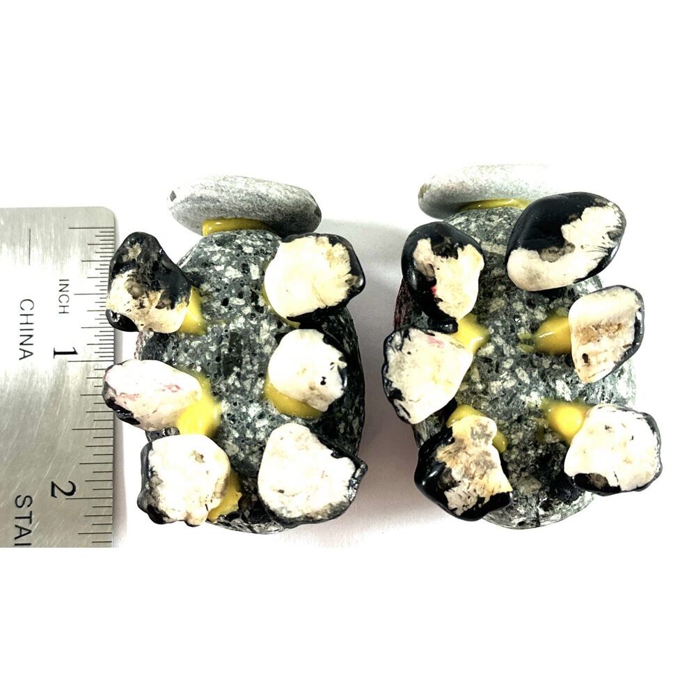 Hand Painted Stone Ladybug Figurines Set of 2 Folk Art Garden Decor 2” - Picture 8 of 8